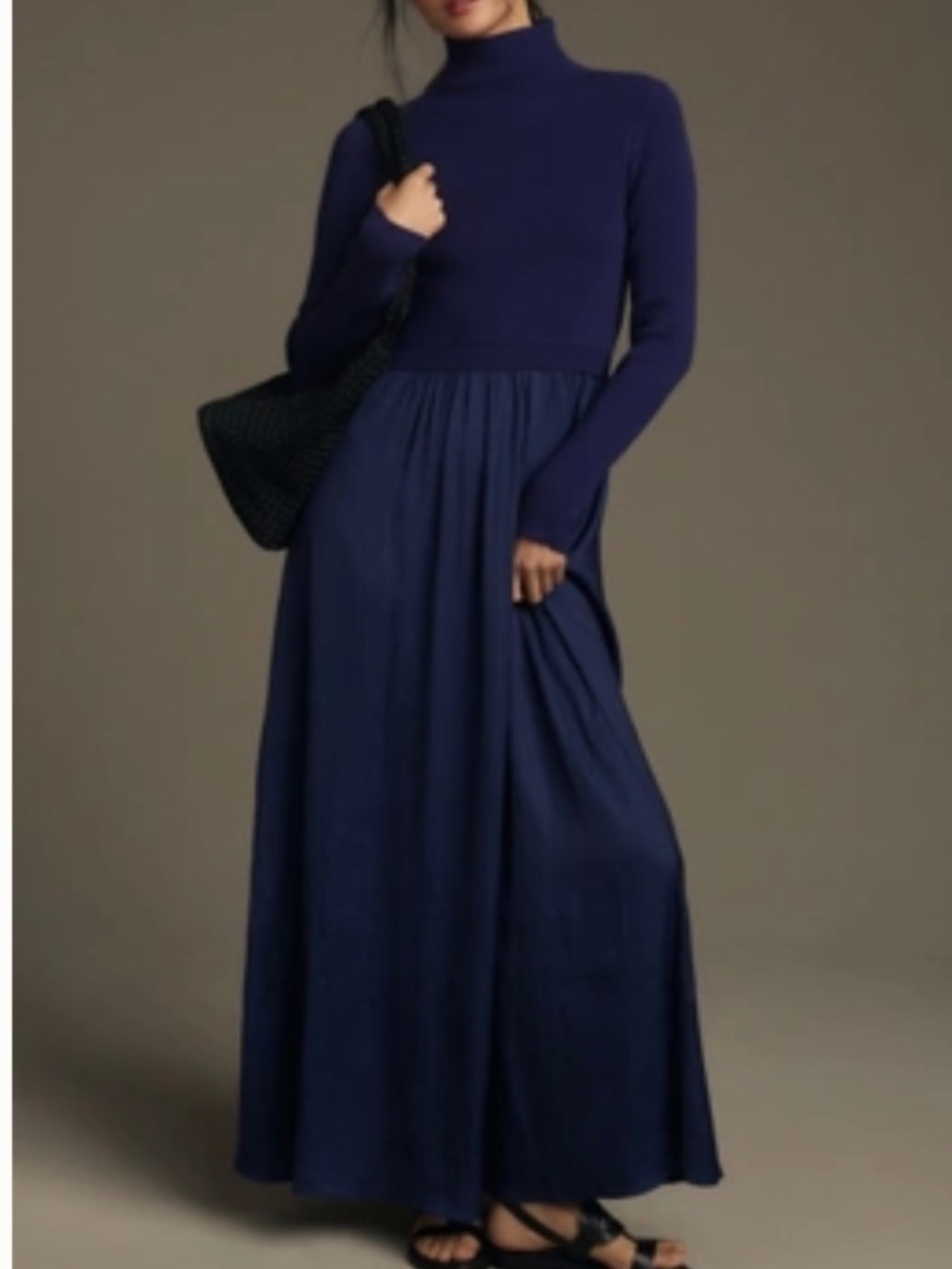 Thea Long-Sleeve Twofer Maxi Dress